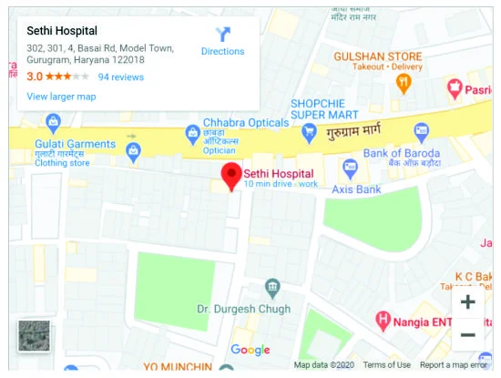 address of sethi hospital gurgaon, phone number of sethi hospital gurgaon, email of sethi hospital gurgaon, location map of sethi hospital gurgaon